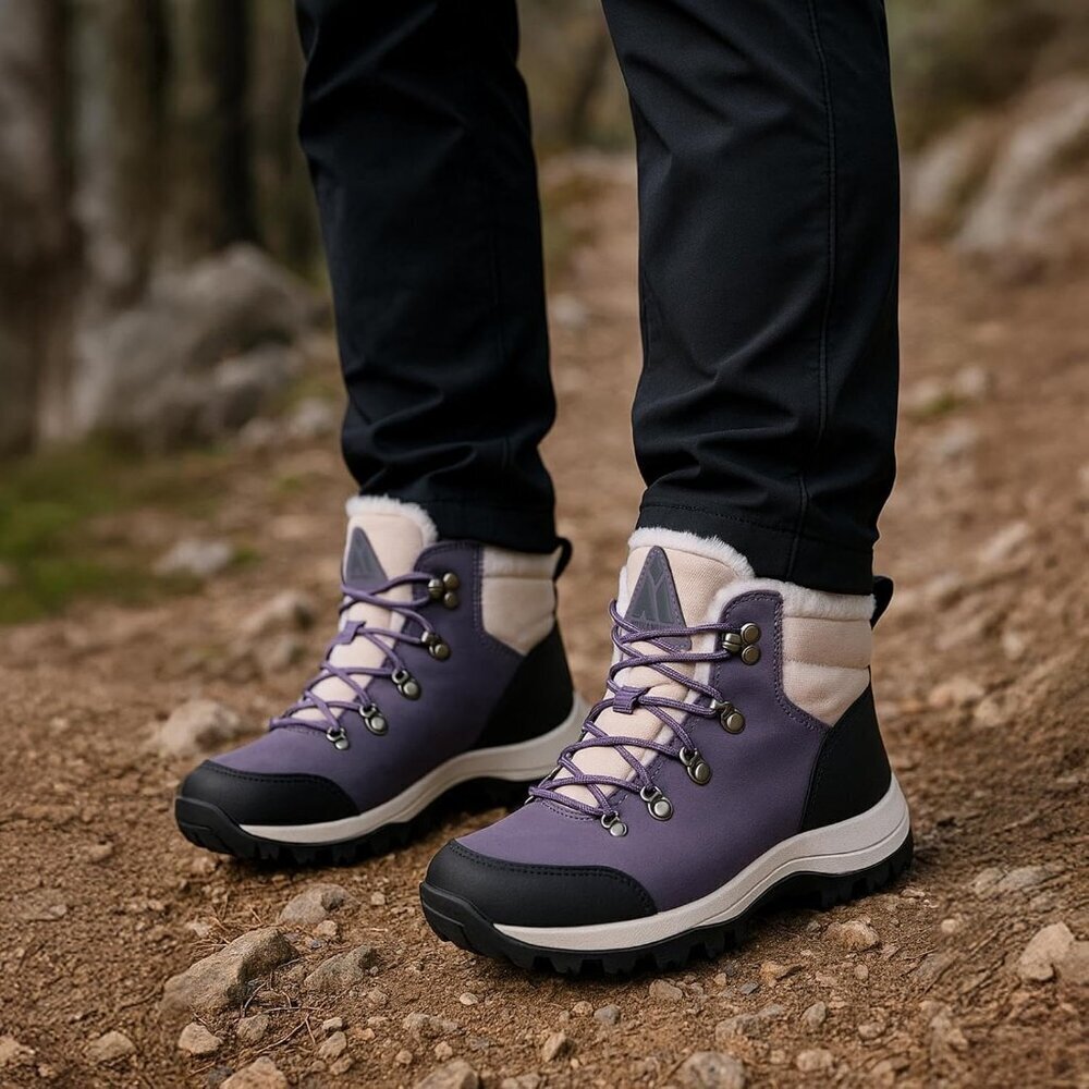 Women’s Purple Water Resistant Warm Snow Boots Fur Lined Non Slip Outdoor - Picture 7 of 7